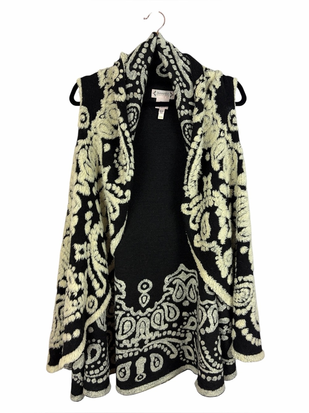 Nanette Lepore Wool Blend Sweater Vest Cardigan One Size Made in Italy Black